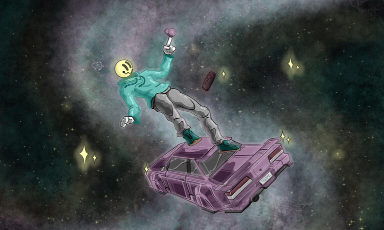 Floating in space